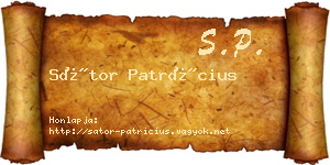 Sátor Patrícius névjegykártya